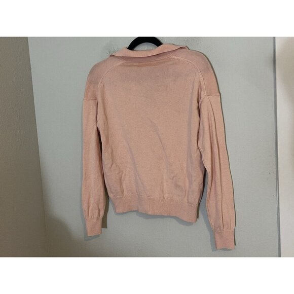 Wilfred Aritzia Pullover Sweater Small Merino Wool Blend Collared V Neck Pink - Picture 6 of 16